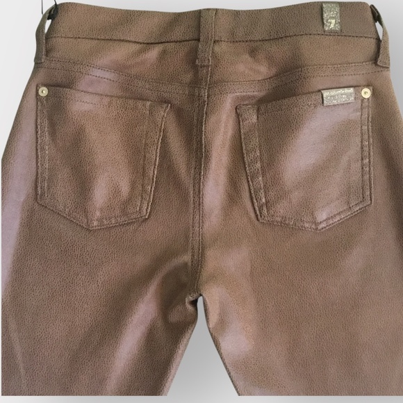 7 For All Mankind The Knee Seam Skinny Stretch Cognac Crackle Jean - Picture 7 of 15